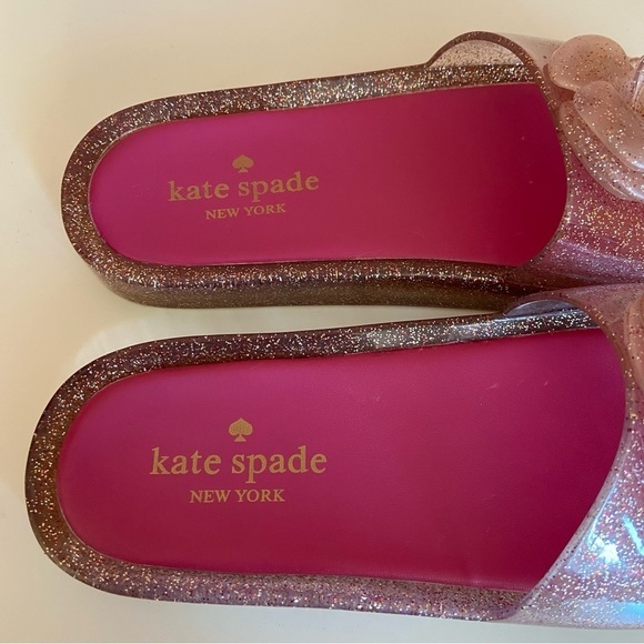 Kate Spade Jelly Slides Slip On Floral Glitter Sparkle Jelly Sandals Pink Size 7 - Picture 8 of 9